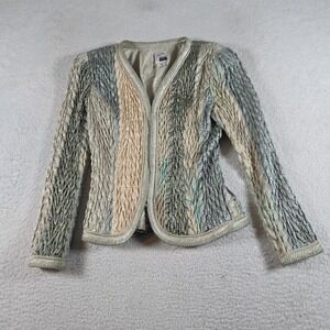 Vintage Jeanne Marc Quilted Jacket Crinkle Ruched Women's Size XS 4/6